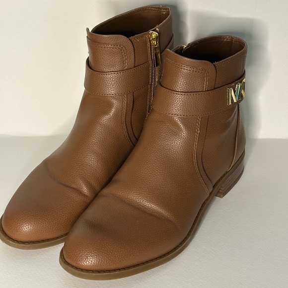 Michael Kors Jilly Faux Pebbled Leather Ankle Boot Brown Size 9 - Picture 5 of 7